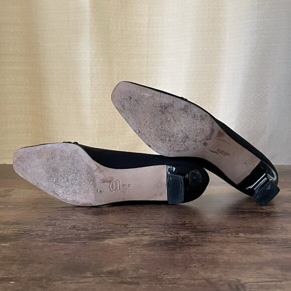 Vintage Van Eli Womens Pump Sz 8N Black Square Toe Bow Spool Heel Preppy Classic - Picture 8 of 8